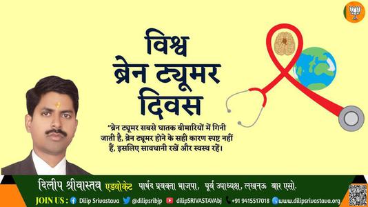 दिलीप श्रीवास्तव-विश्व ब्रेन ट्यूमर दिवस  विश्व ब्रेन ट्यूमर दिवस  विश्व ब्रेन ट्यूमर दिवस  हार्दिक शुभकामनाएं