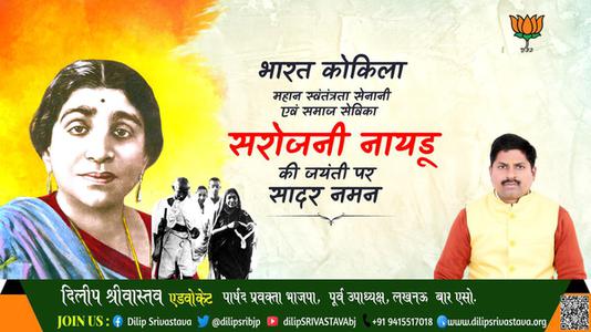 दिलीप श्रीवास्तव-सरोजिनी नायडू जी की जयंती   पर शत शत नमन