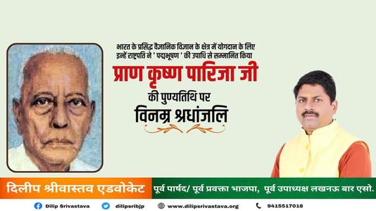 दिलीप श्रीवास्तव-प्राण कृष्ण पारिजा जी    की पुण्यतिथि पर  विनम्र श्रद्धांजलि