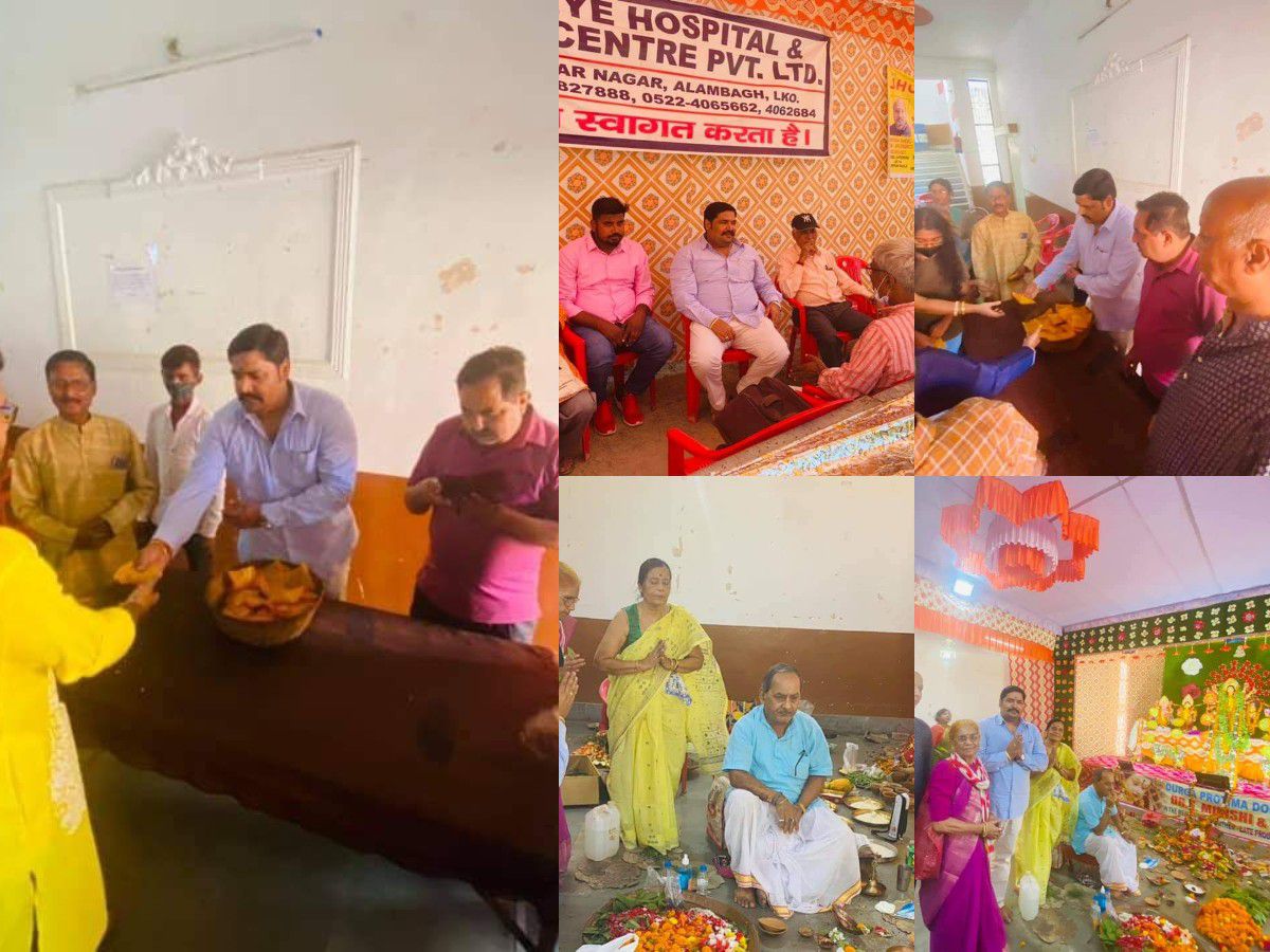लखनऊ के हिन्द नगर वार्ड में दुर्गा पुजा के उपल्क्ष में पार्षद सौरभ सिंह ने जनता को प्रसाद वितरण किया