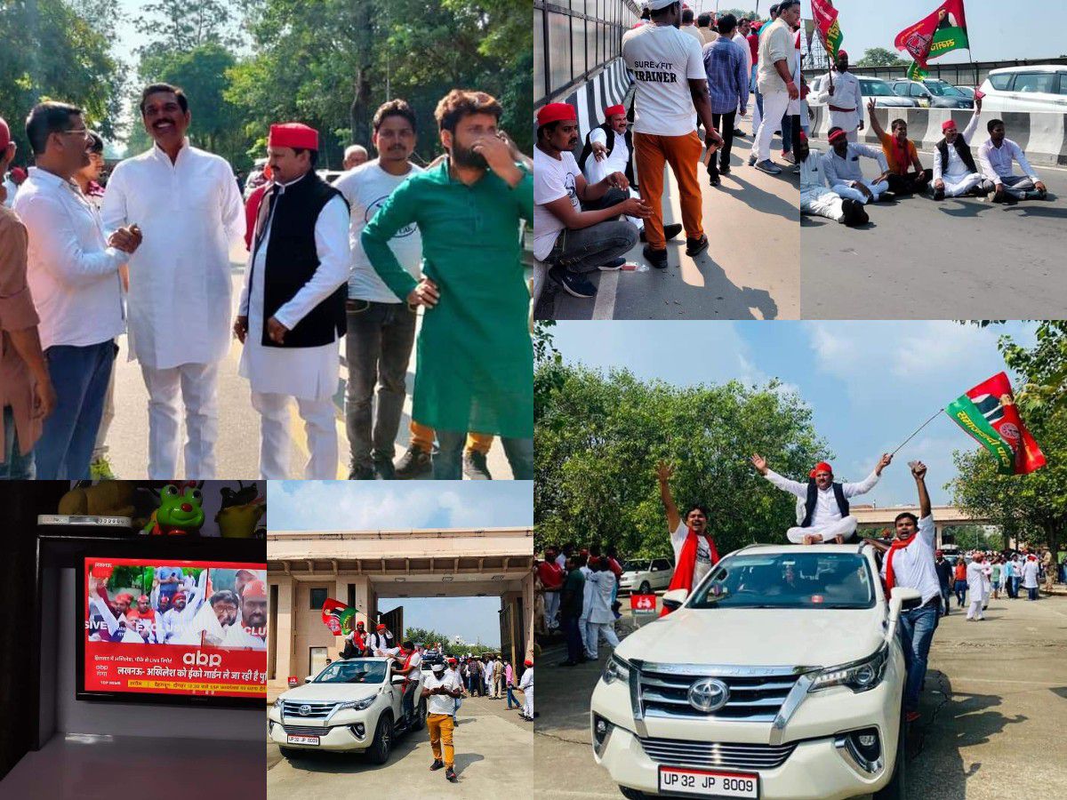 लखीमपुर न जाने  दिए जाने पर समाजवादी पार्टी के सदस्यों ने सरकार के खिलाफ विरोध किया-उत्तर प्रदेश के 