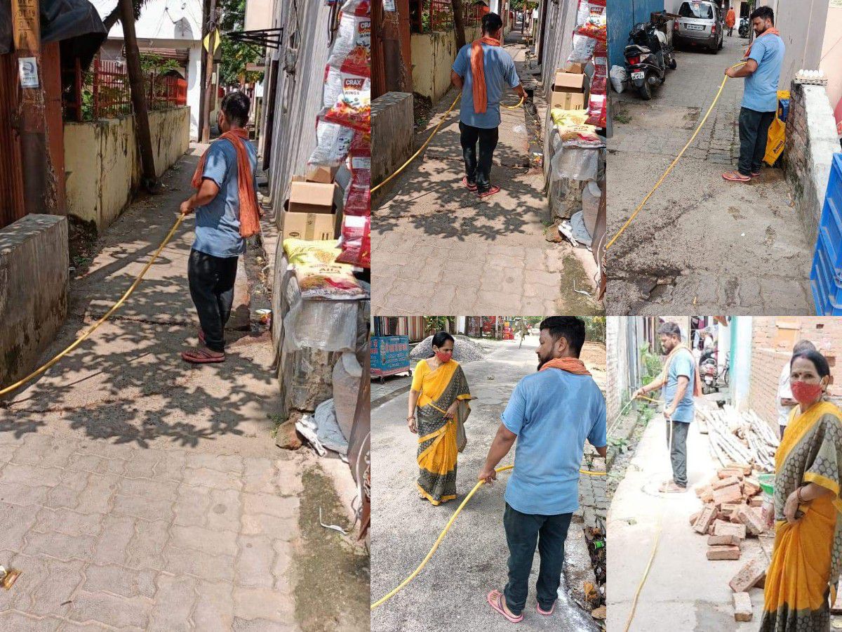 लखनऊ के जयशंकर प्रसाद वार्ड में एन्टीलारवा का छीड़काव किया गया-कोरोना महामारी के चलते अब हर जगह सतर्