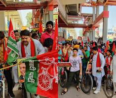 समजवादी पार्टी के राष्ट्रीय अध्यक्ष  अखिलेश यादव के जन्मदिन के अवसर पर साइकिल रैली निकाली गई