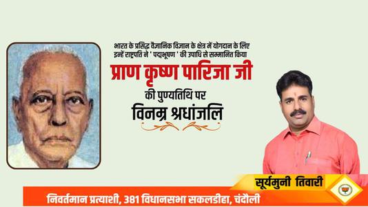 सूर्यमुनि तिवारी-प्राण कृष्ण पारिजा जी    की पुण्यतिथि पर  विनम्र श्रद्धांजलि