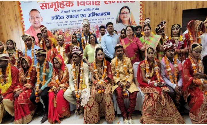 कानपुर नगर निगम में आयोजित हुआ मुख्यमंत्री सामूहिक विवाह समारोह-कानपुर मे